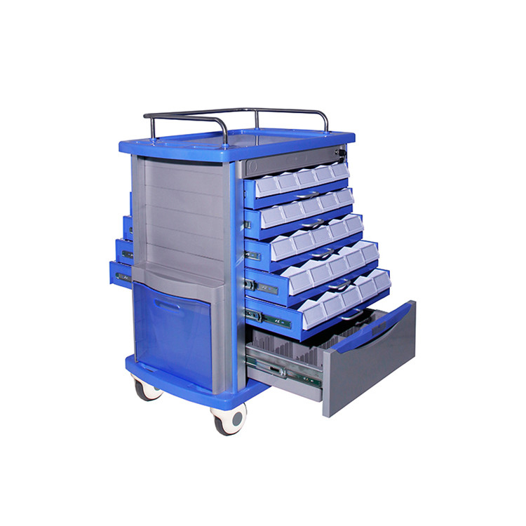 Hospital ABS Cart with Drawer Emergency Trolley Medicine Cart
